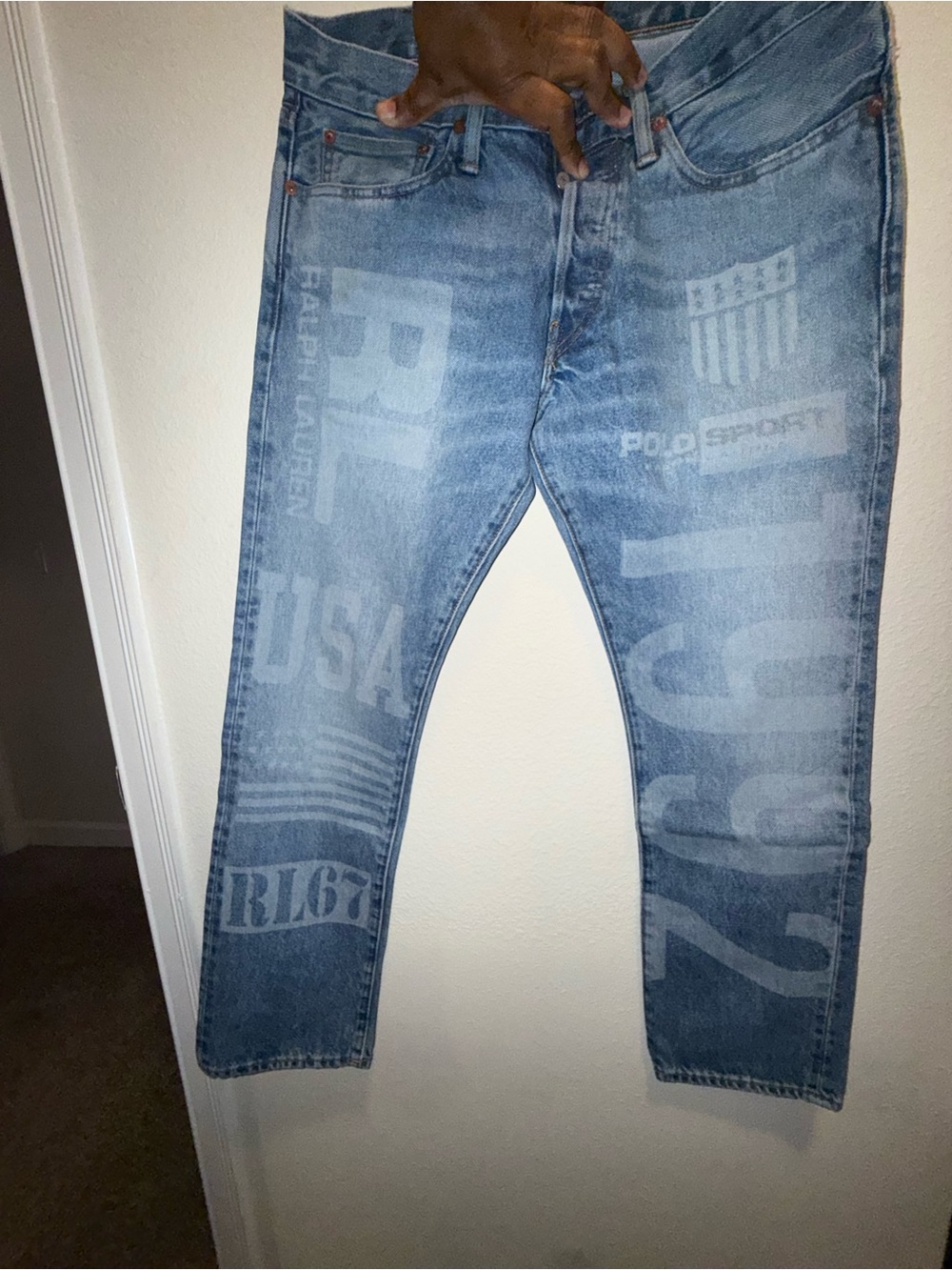 Polo by Ralph Lauren Light Blue Graphic Slim Straight Jeans